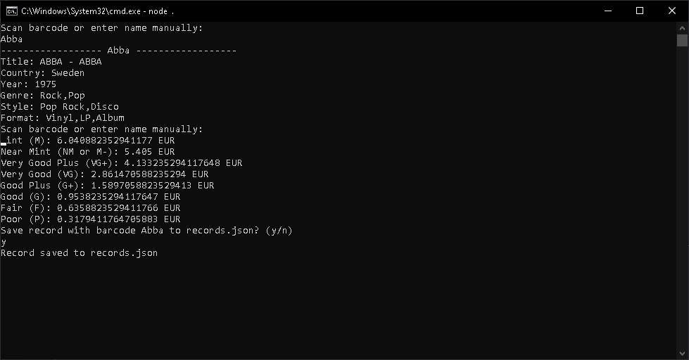This is the CLI tool that I use to add new vinyl records to the database.